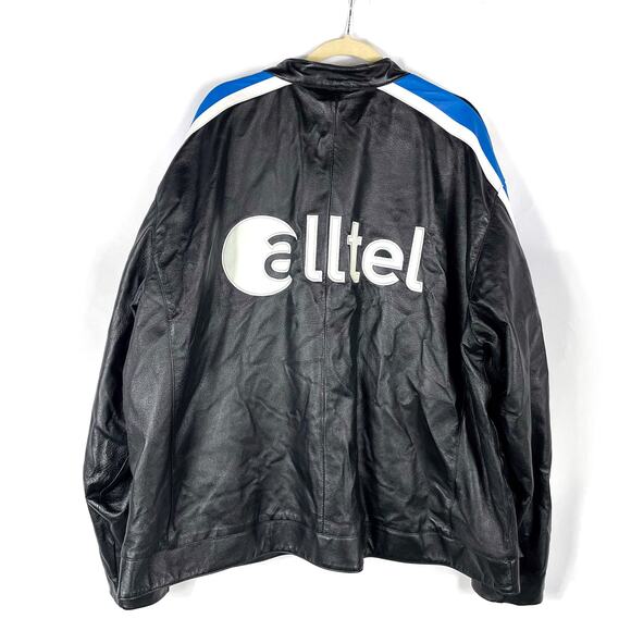 Nascar Leather Jacket Ryan Newman Black Alltel Full Zip Racing Sz 3XL Men - Picture 9 of 11